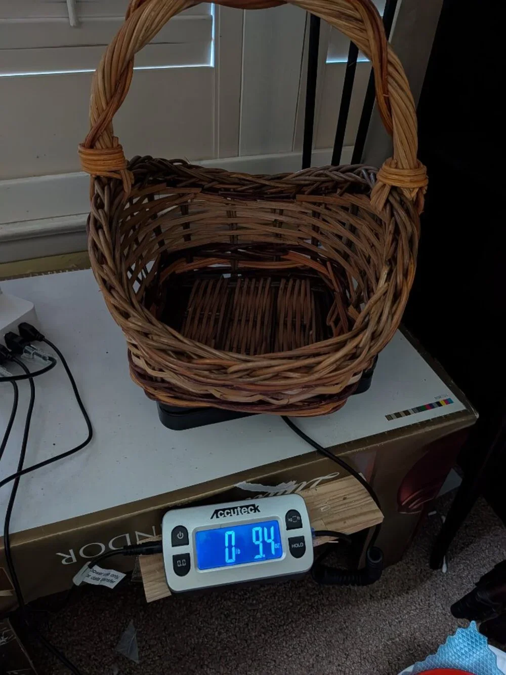 Vintage Fall Harvest Woven Basket Pumpkins Cornucopia Decor Overhead Handle